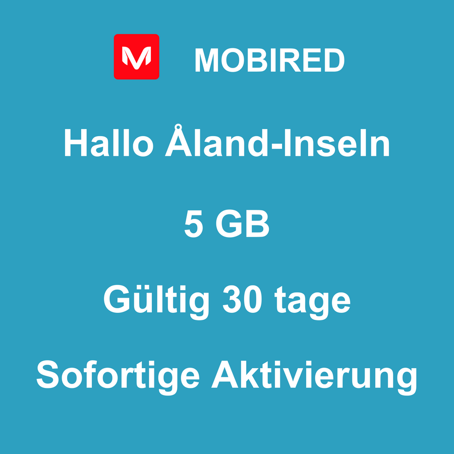 eSIM Åland-Inseln Internet 5 GB – 30 tage | Mobired Hallo Åland-Inseln