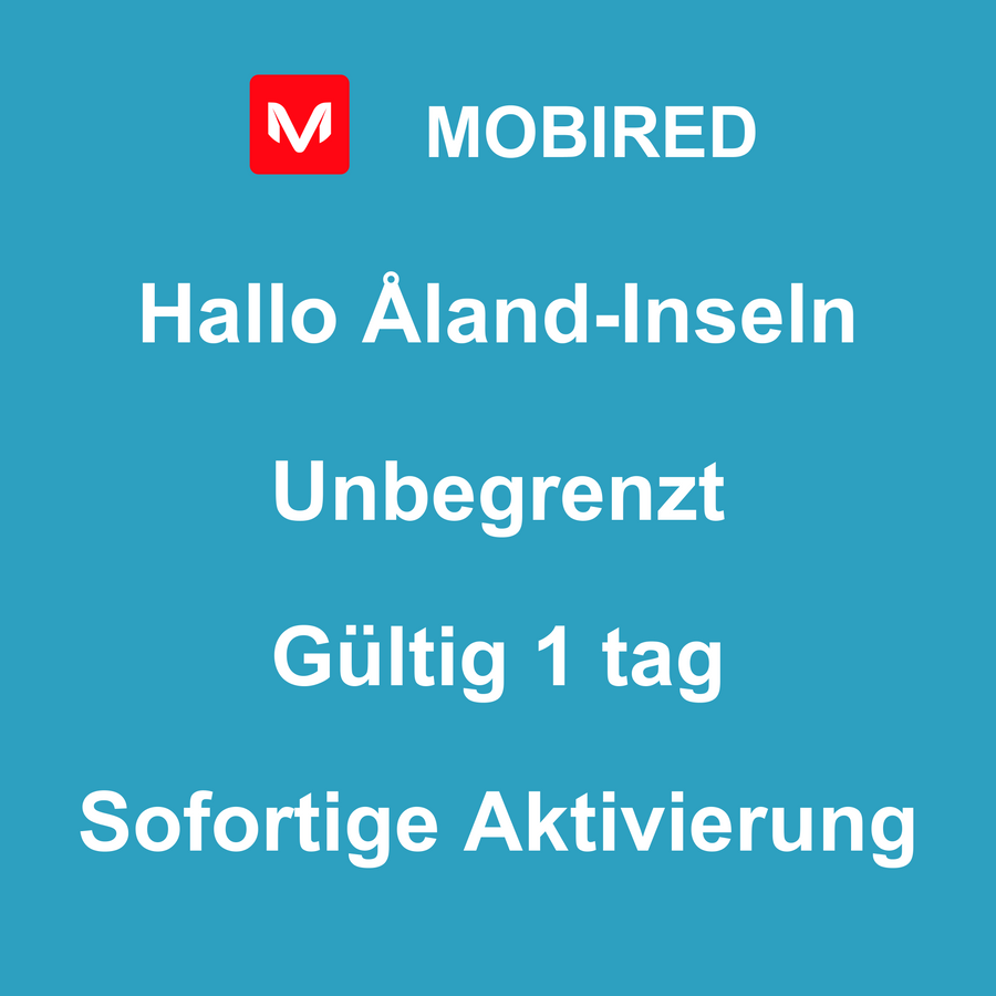 eSIM Åland-Inseln Internet Unbegrenzt – 1 tag | Mobired Hallo Åland-Inseln