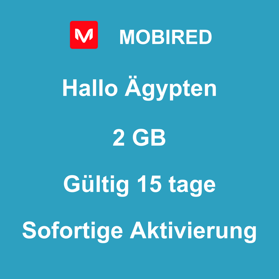 eSIM Ägypten Internet 2 GB – 15 tage | Mobired Hallo Ägypten