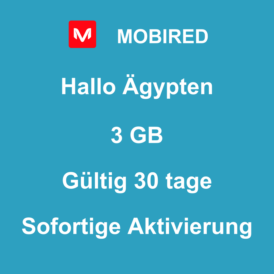 eSIM Ägypten Internet 3 GB – 30 tage | Mobired Hallo Ägypten