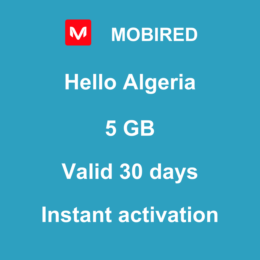 eSIM Algeria Internet 5 GB – 30 days | Mobired Hello Algeria