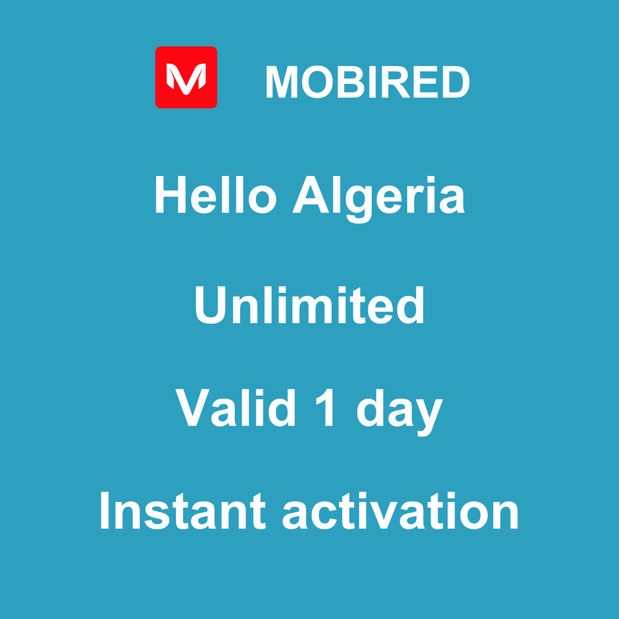 eSIM Algeria Internet unlimited – 1 day | Mobired Hello Algeria