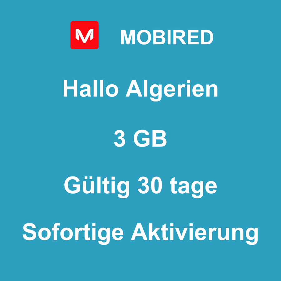 eSIM Algerien Internet 3 GB – 30 tage | Mobired Hallo Algerien