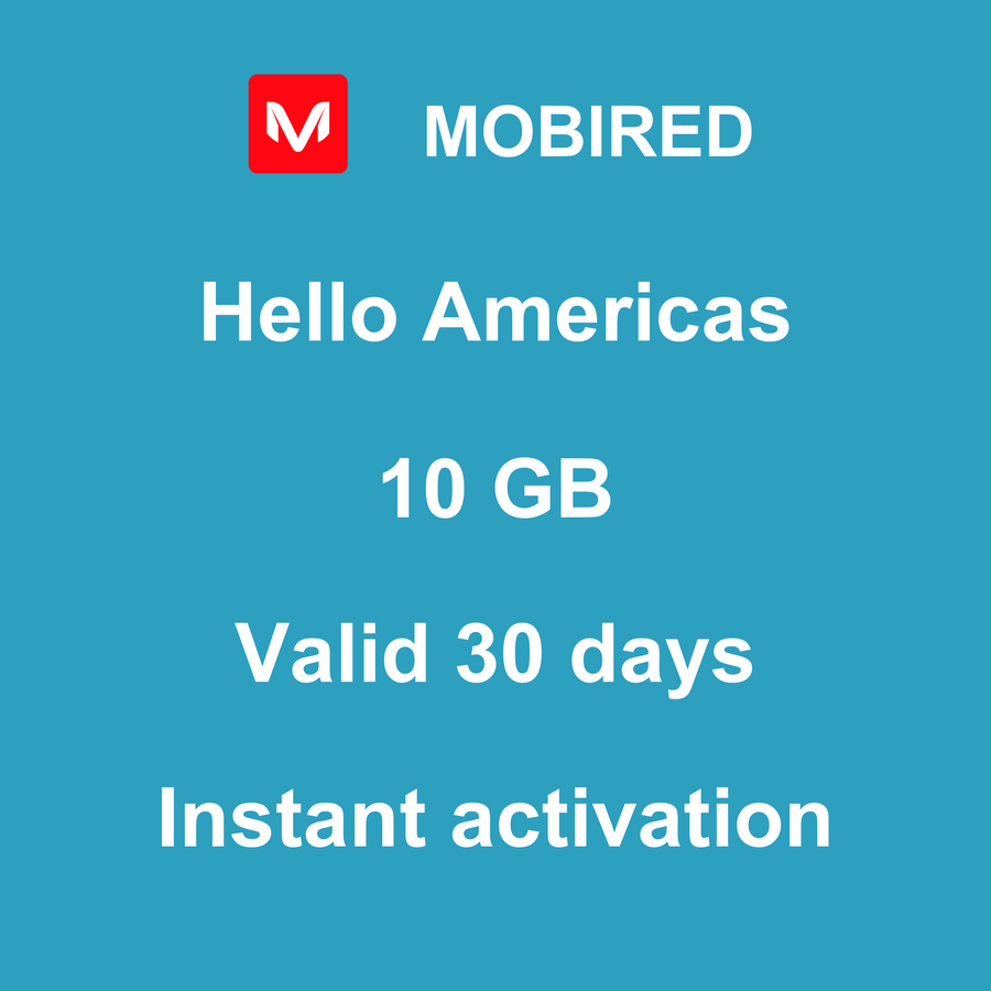 eSIM Americas Internet 10 GB – 30 days | Mobired Hello Americas