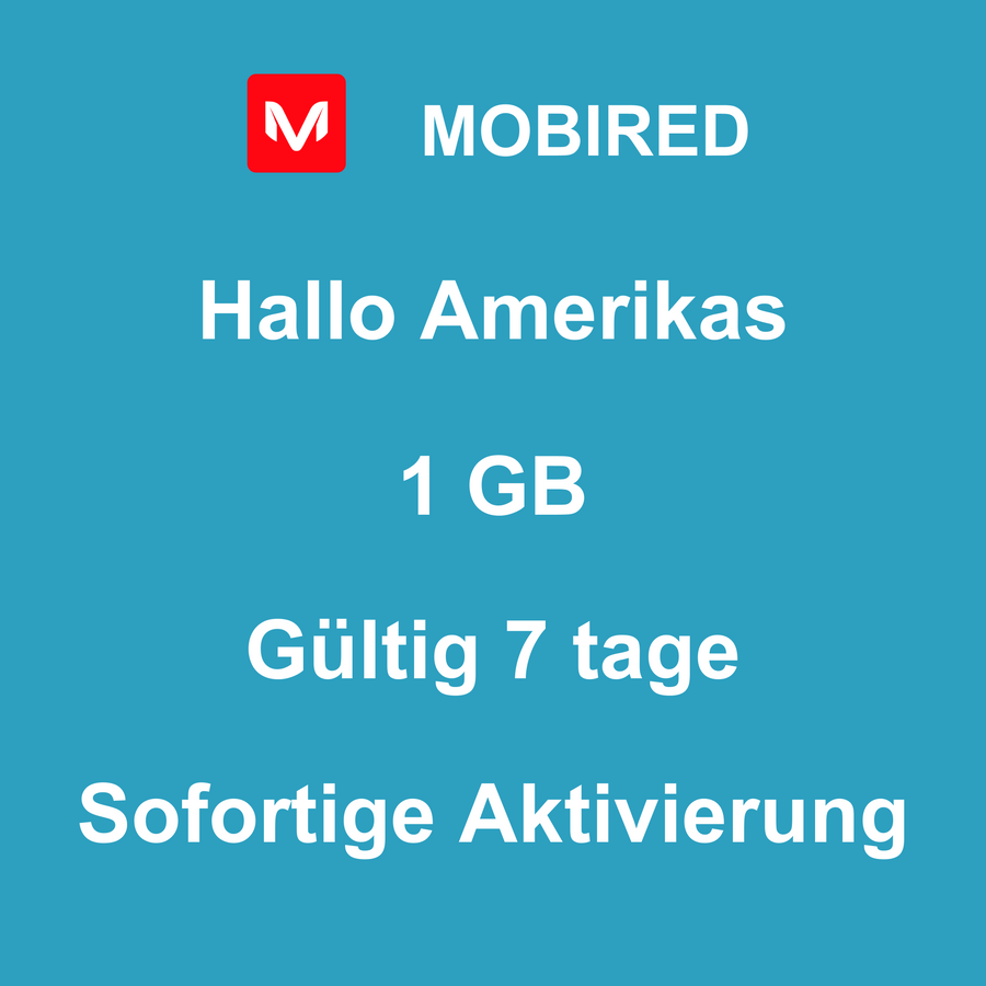 eSIM Amerikas Internet 1 GB – 7 tage | Mobired Hallo Amerikas
