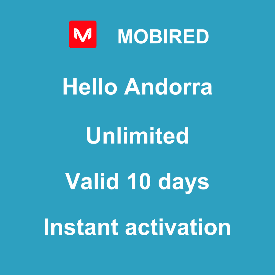 eSIM Andorra Internet unlimited – 10 days | Mobired Hello Andorra