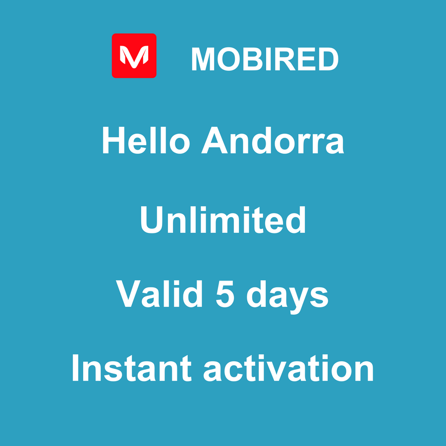 eSIM Andorra Internet unlimited – 5 days | Mobired Hello Andorra