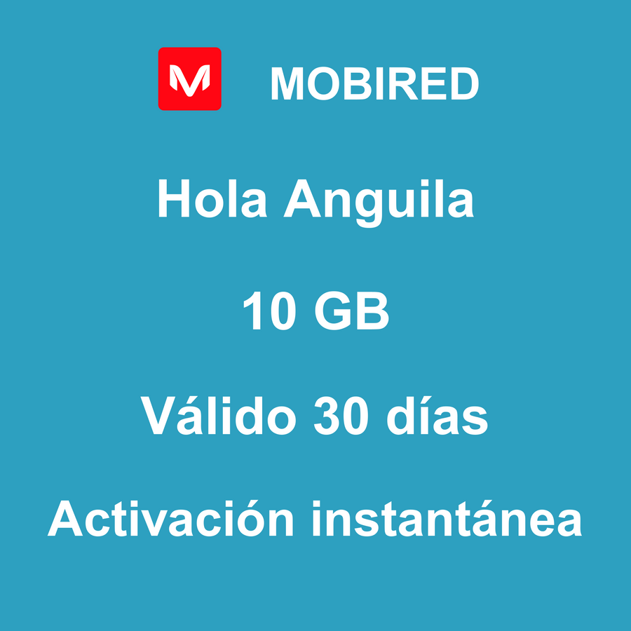 eSIM Anguila Internet 10 GB – 30 días | Mobired Hola Anguila