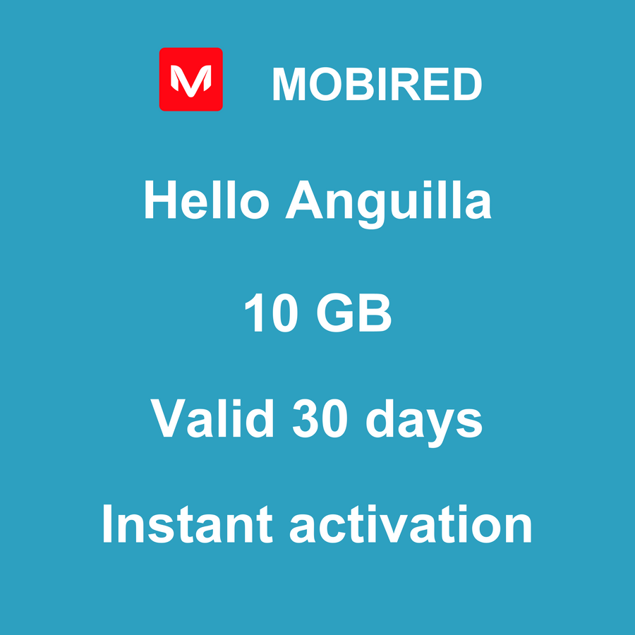 eSIM Anguilla Internet 10 GB – 30 days | Mobired Hello Anguilla