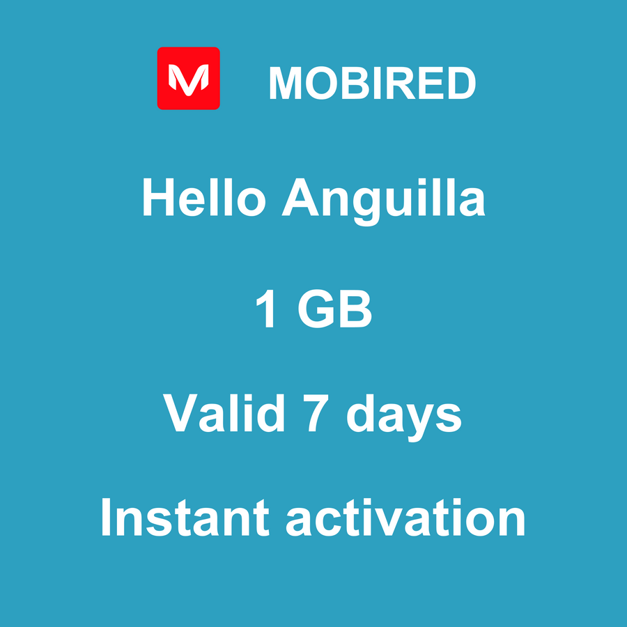 eSIM Anguilla Internet 1 GB – 7 days | Mobired Hello Anguilla