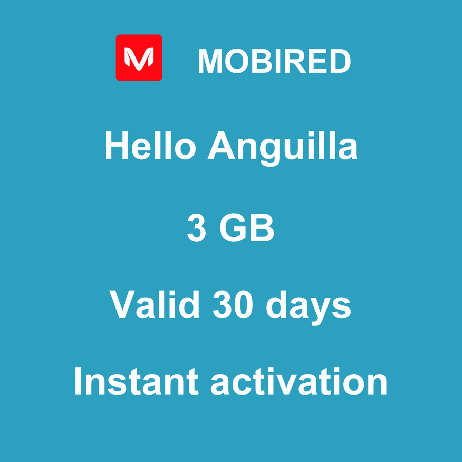 eSIM Anguilla Internet 3 GB – 30 days | Mobired Hello Anguilla