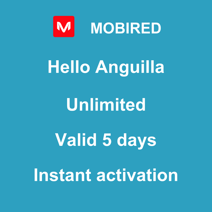 eSIM Anguilla Internet unlimited – 5 days | Mobired Hello Anguilla