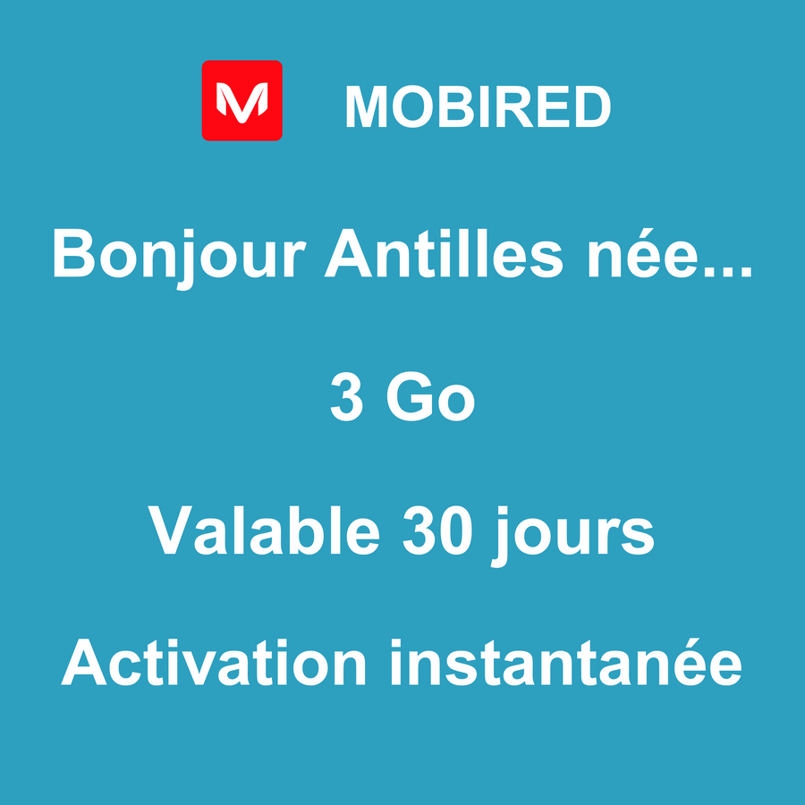 eSIM Antilles néerlandaises Internet 3 Go – 30 jours | Mobired Bonjour Antilles néerlandaises