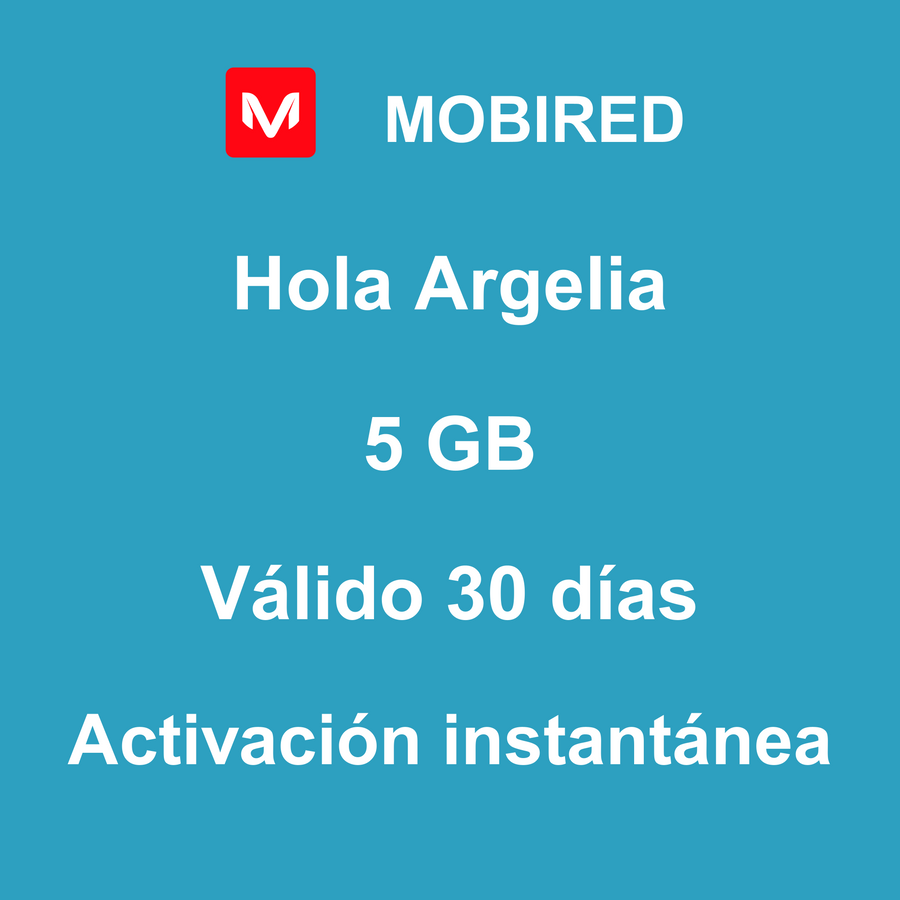 eSIM Argelia Internet 5 GB – 30 días | Mobired Hola Argelia