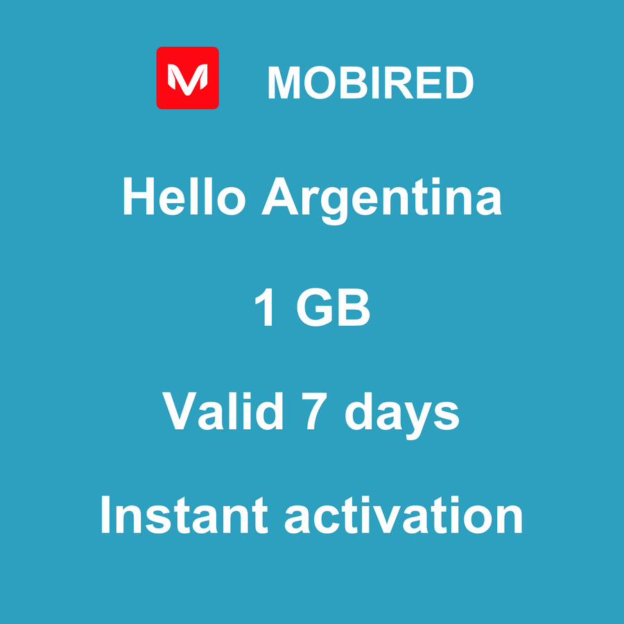 eSIM Argentina Internet 1 GB – 7 days | Mobired Hello Argentina