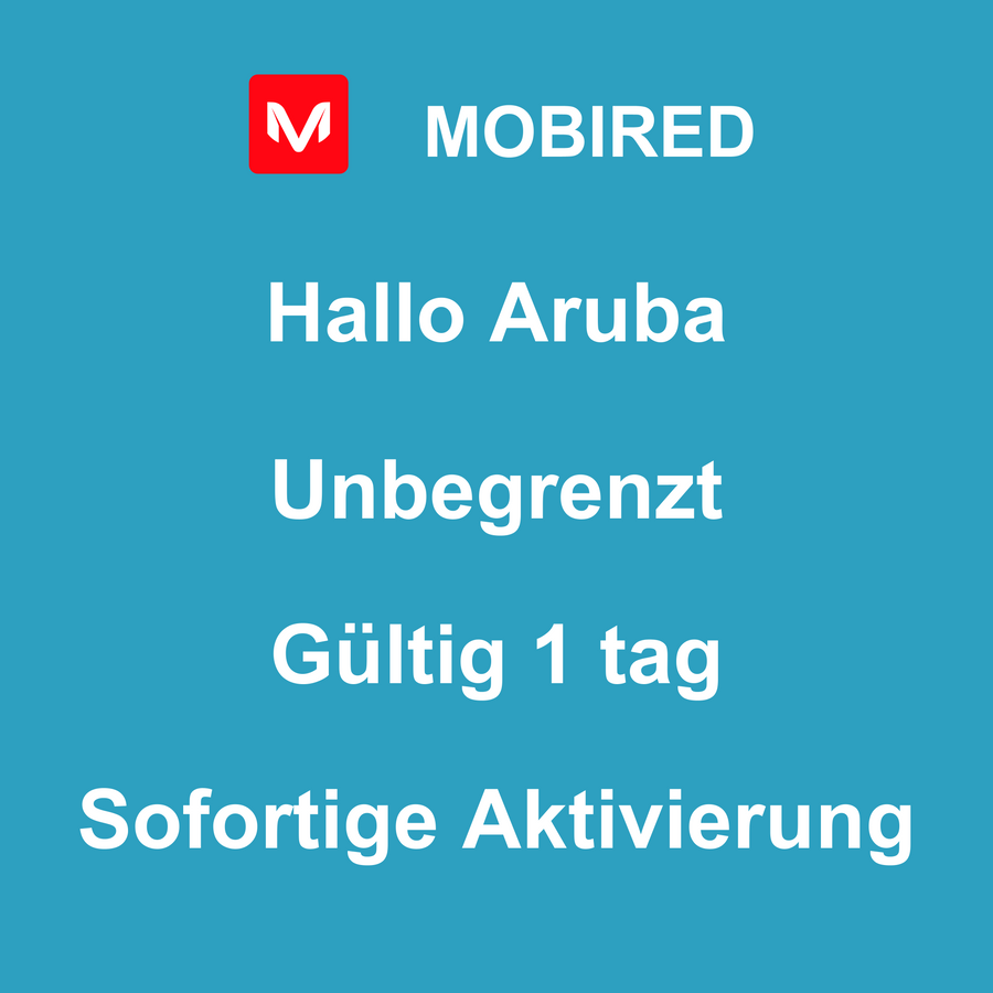 eSIM Aruba Internet Unbegrenzt – 1 tag | Mobired Hallo Aruba