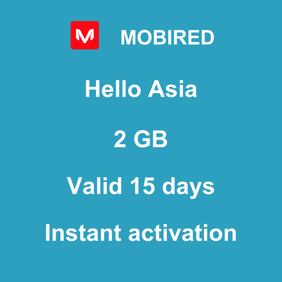 eSIM Asia Internet 2 GB – 15 days | Mobired Hello Asia