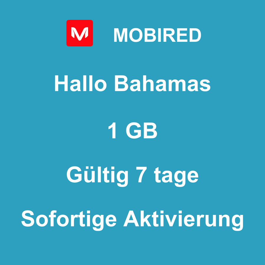 eSIM Bahamas Internet 1 GB – 7 tage | Mobired Hallo Bahamas