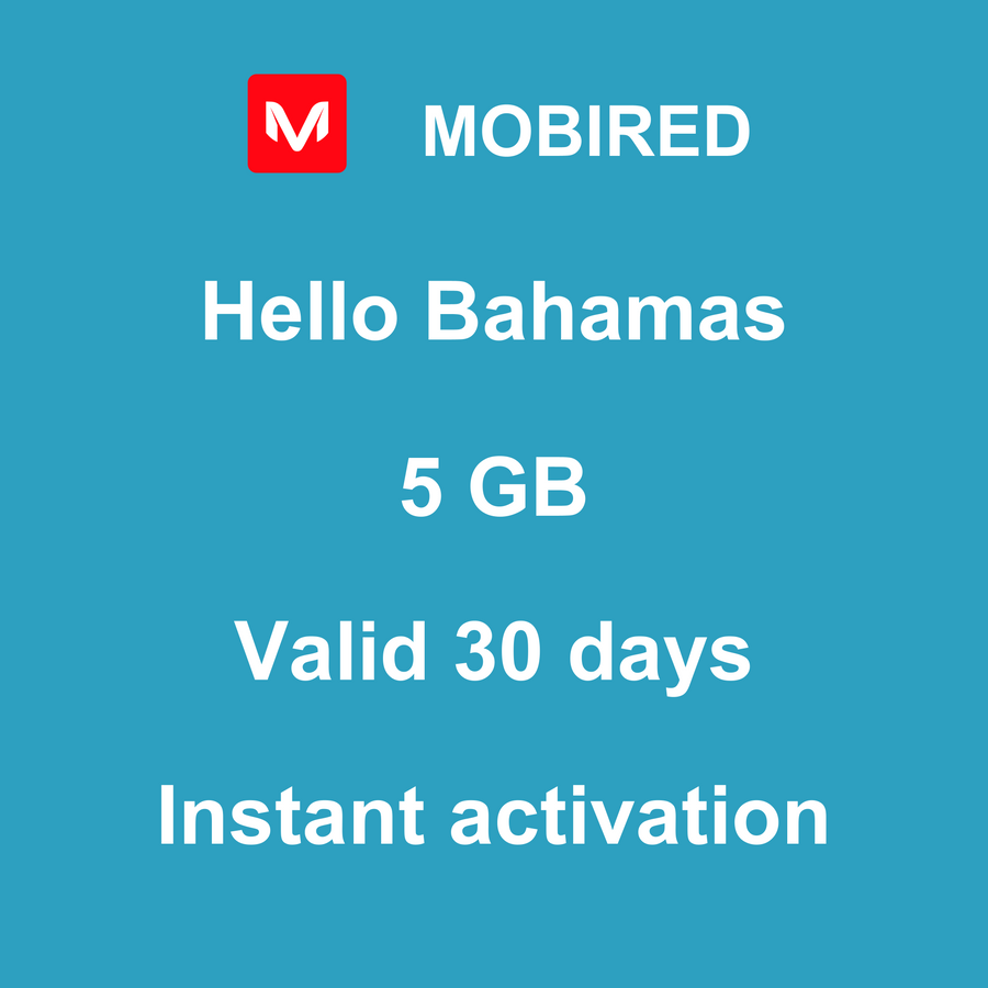 eSIM Bahamas Internet 5 GB – 30 days | Mobired Hello Bahamas