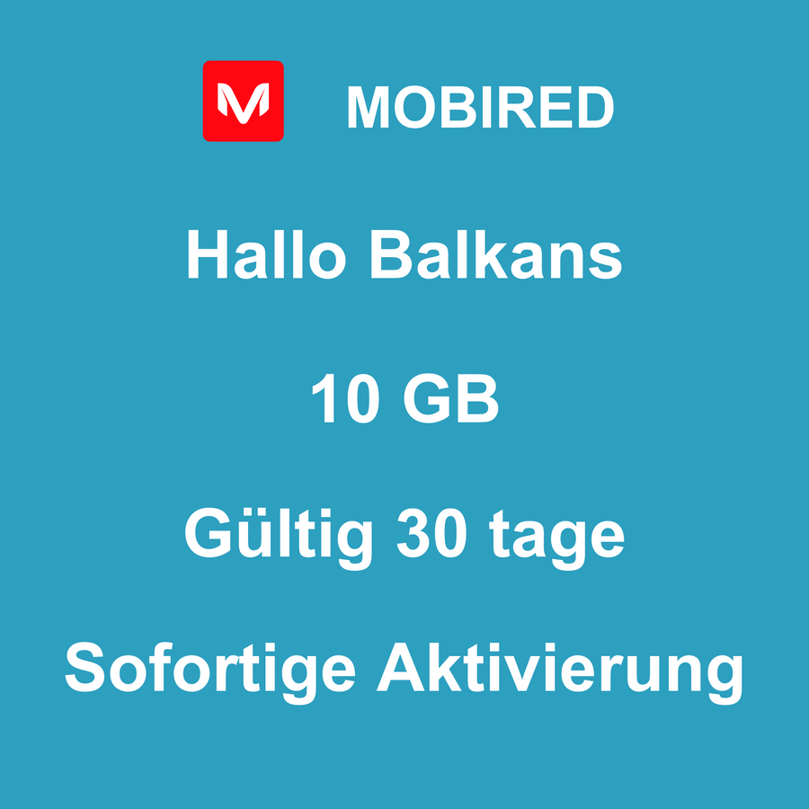 eSIM Balkans Internet 10 GB – 30 tage | Mobired Hallo Balkans