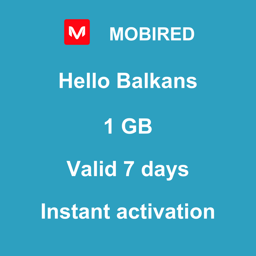 eSIM Balkans Internet 1 GB – 7 days | Mobired Hello Balkans
