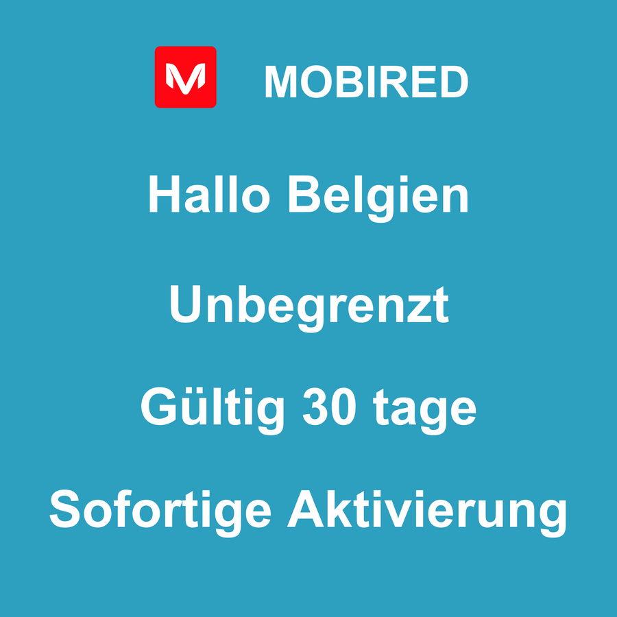 eSIM Belgien Internet Unbegrenzt – 30 tage | Mobired Hallo Belgien