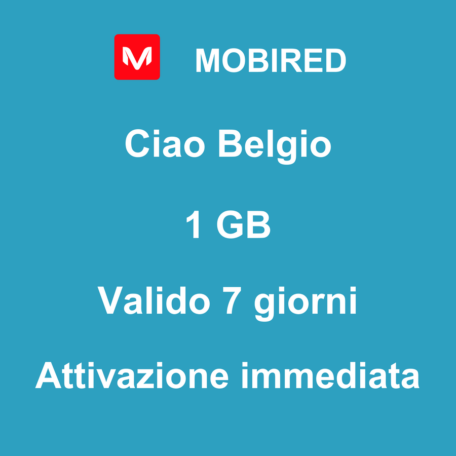 eSIM Belgio Internet 1 GB – 7 giorni | Mobired Ciao Belgio
