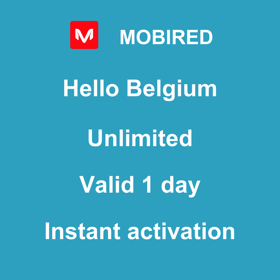 eSIM Belgium Internet unlimited – 1 day | Mobired Hello Belgium