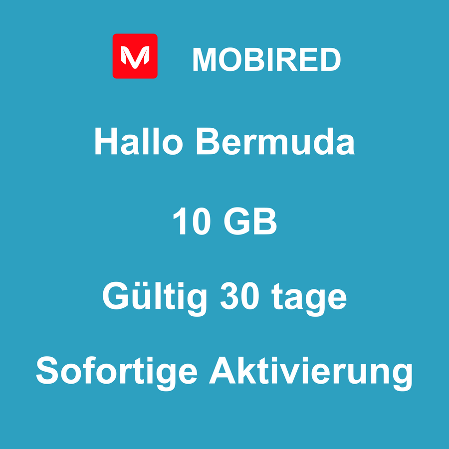 eSIM Bermuda Internet 10 GB – 30 tage | Mobired Hallo Bermuda