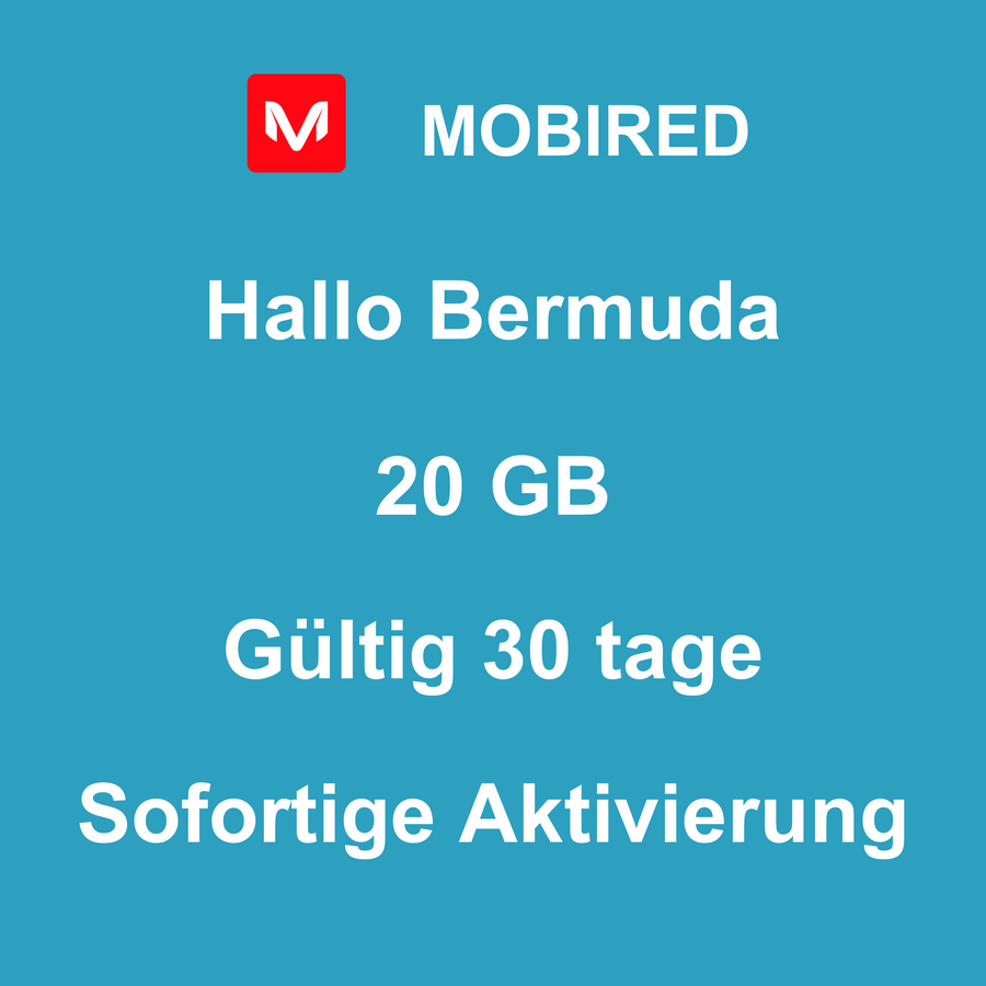 eSIM Bermuda Internet 20 GB – 30 tage | Mobired Hallo Bermuda