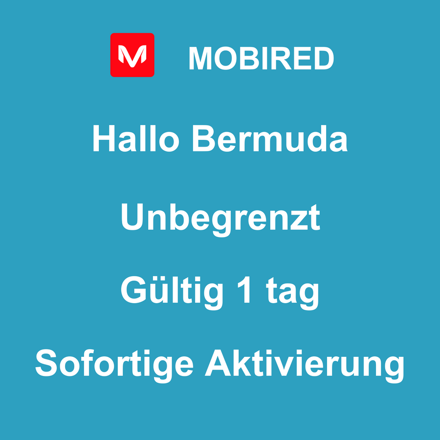 eSIM Bermuda Internet Unbegrenzt – 1 tag | Mobired Hallo Bermuda