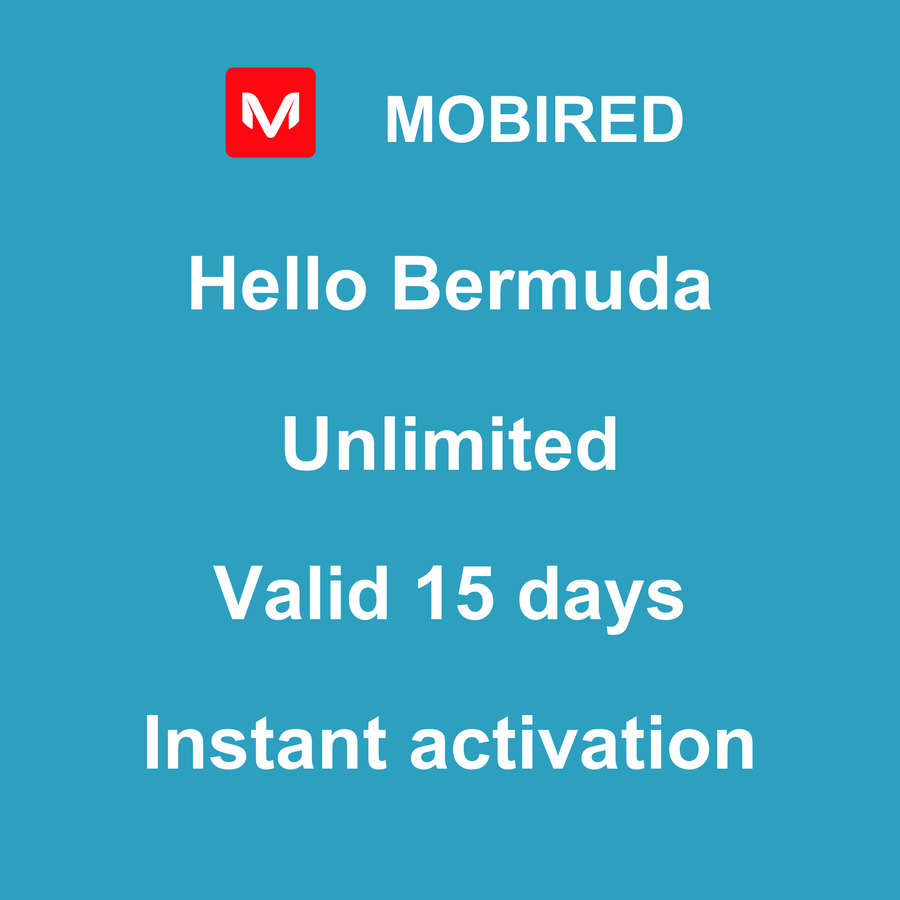 eSIM Bermuda Internet unlimited – 15 days | Mobired Hello Bermuda