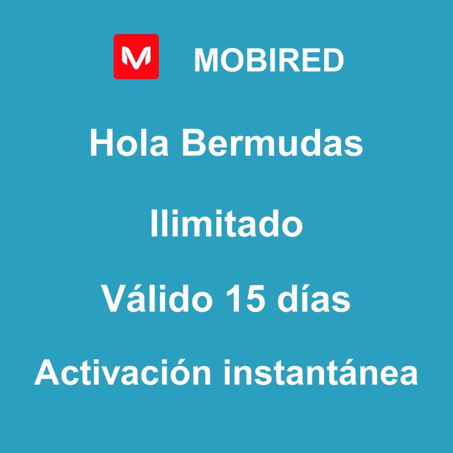 eSIM Bermudas Internet Ilimitado – 15 días | Mobired Hola Bermudas