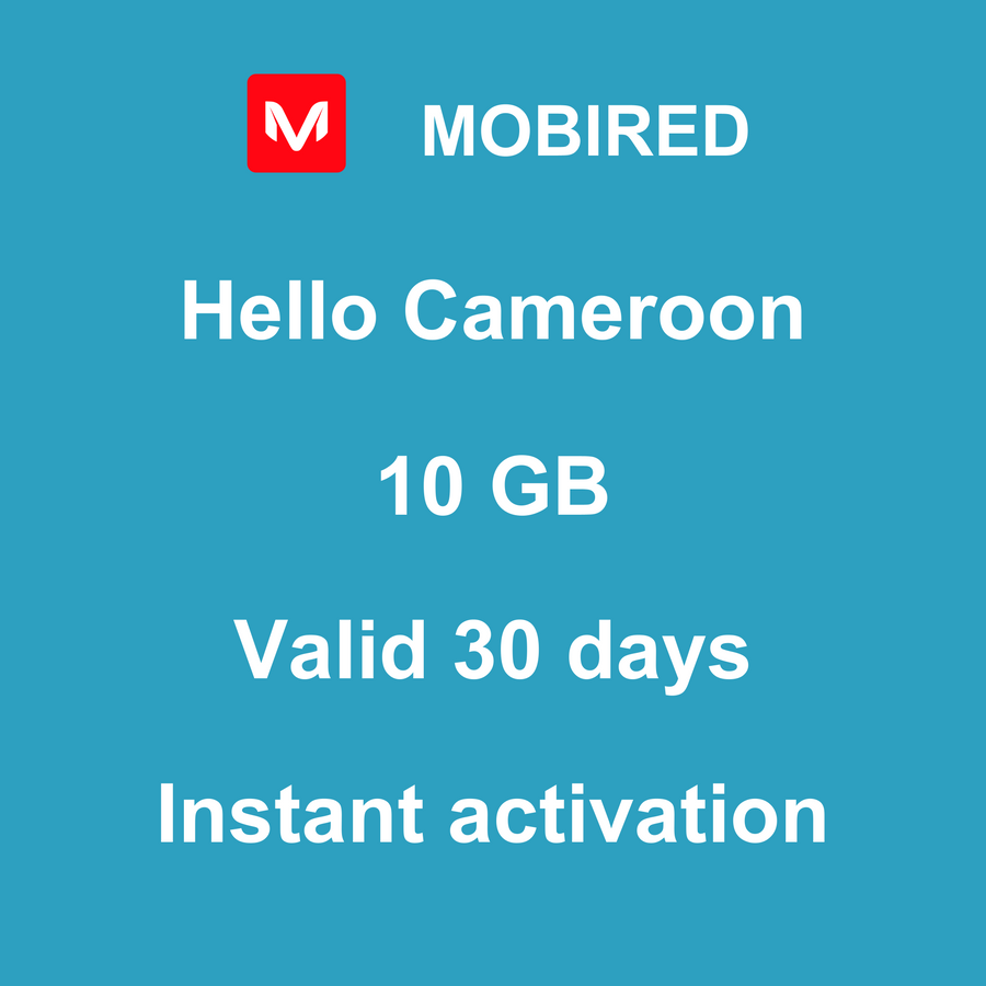 eSIM Cameroon Internet 10 GB – 30 days | Mobired Hello Cameroon