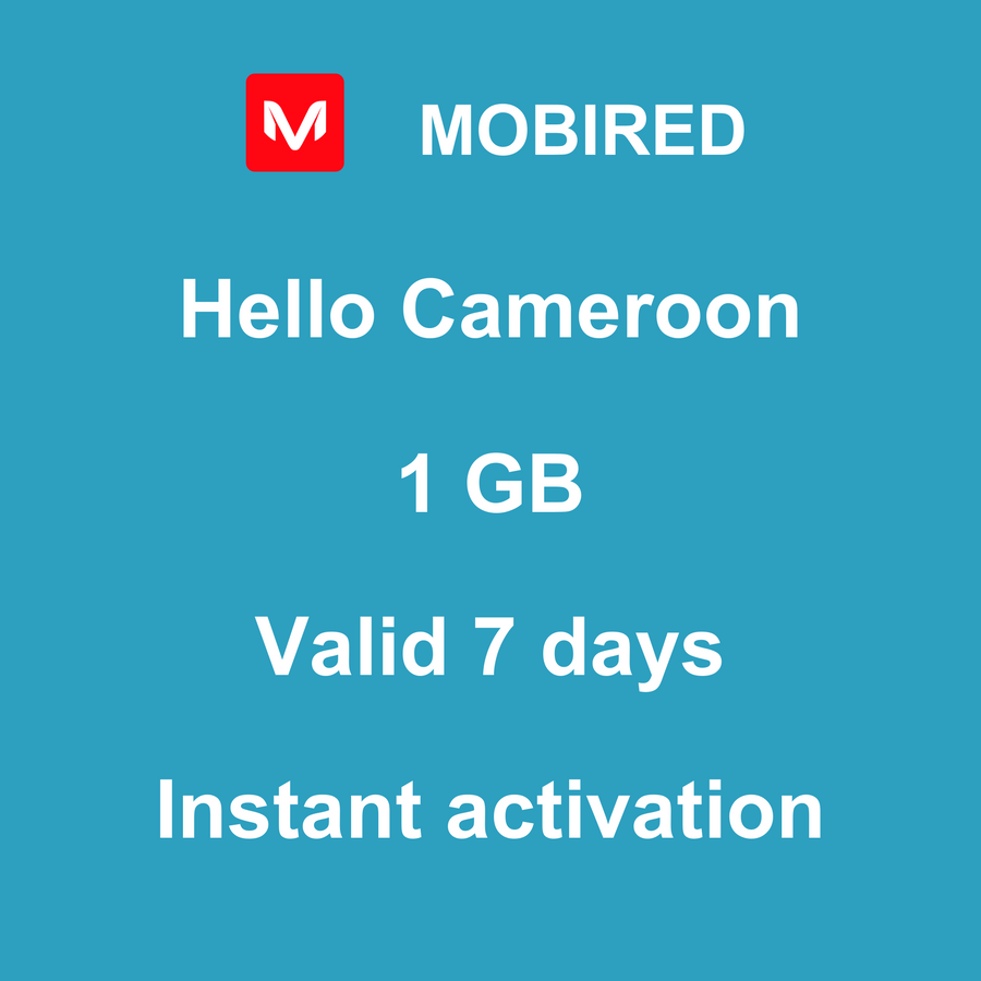 eSIM Cameroon Internet 1 GB – 7 days | Mobired Hello Cameroon