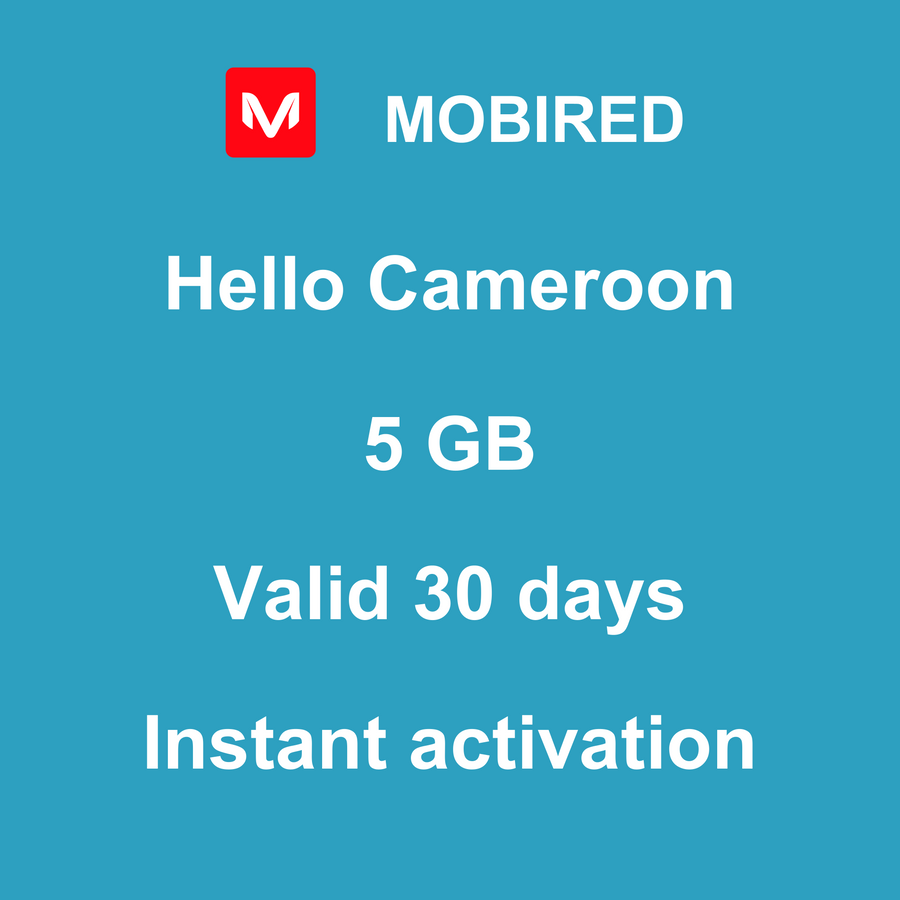 eSIM Cameroon Internet 5 GB – 30 days | Mobired Hello Cameroon