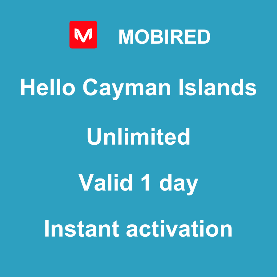 eSIM Cayman Islands Internet unlimited – 1 day | Mobired Hello Cayman Islands