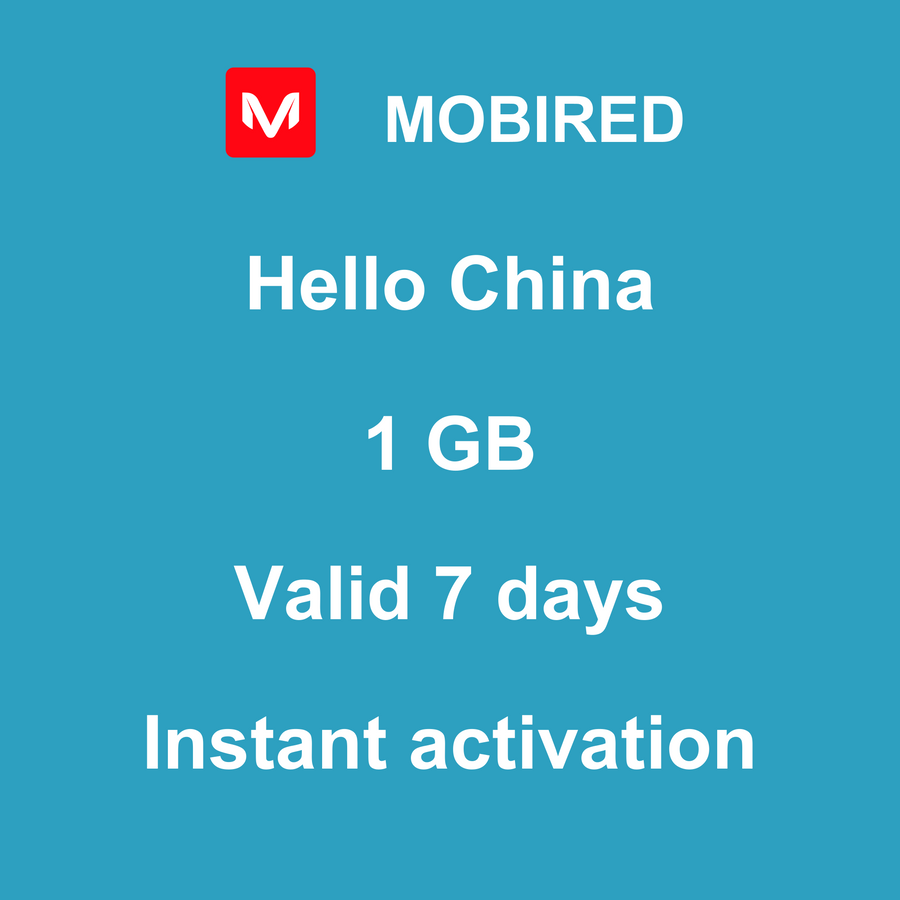 eSIM China Internet 1 GB – 7 dias | Mobired Olá China
