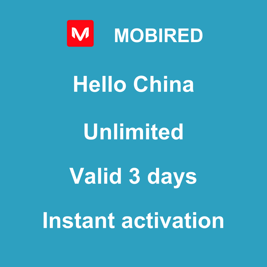 eSIM China Internet Ilimitado – 3 dias | Mobired Olá China