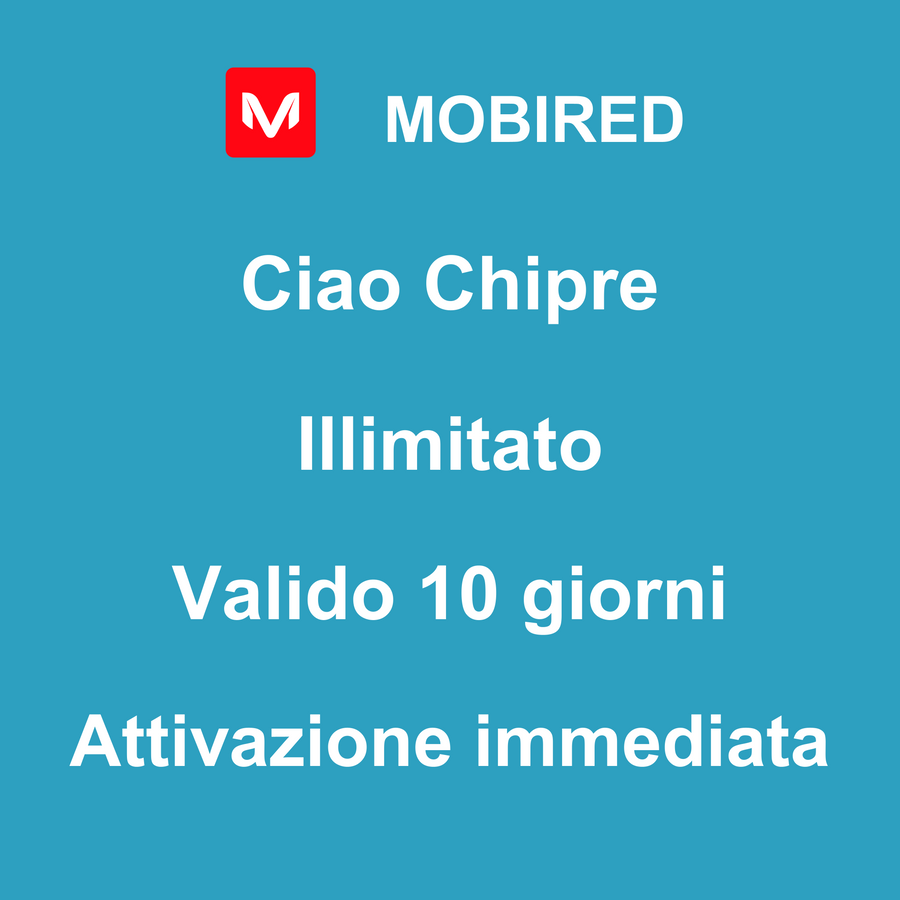 eSIM Chipre Internet Illimitato – 10 giorni | Mobired Ciao Chipre