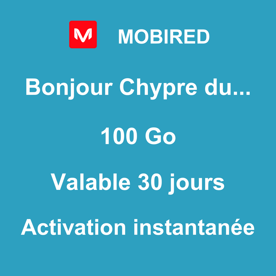 eSIM Chypre du Nord Internet 100 Go – 30 jours | Mobired Bonjour Chypre du Nord