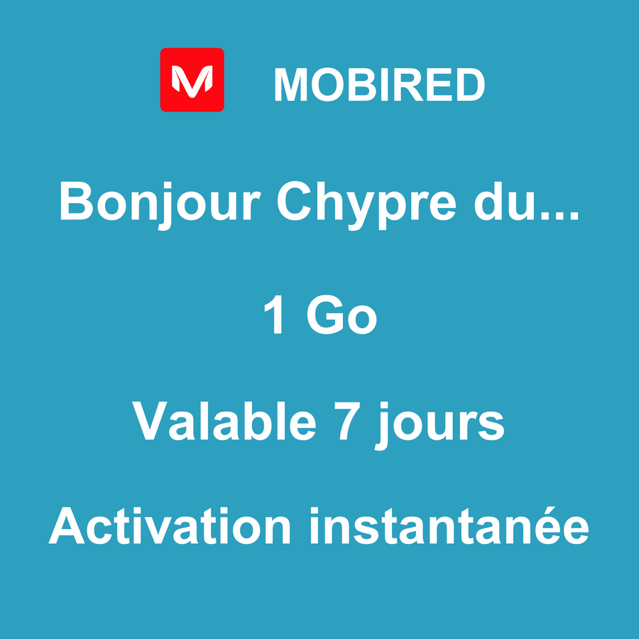 eSIM Chypre du Nord Internet 1 Go – 7 jours | Mobired Bonjour Chypre du Nord