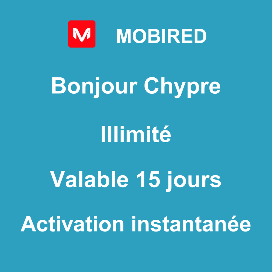 eSIM Chypre Internet Illimité – 15 jours | Mobired Bonjour Chypre