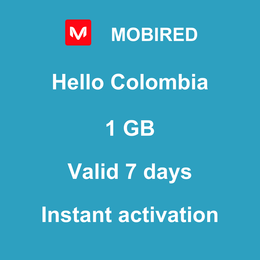 eSIM Colombia Internet 1 GB – 7 days | Mobired Hello Colombia