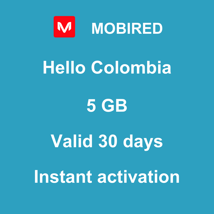eSIM Colombia Internet 5 GB – 30 days | Mobired Hello Colombia