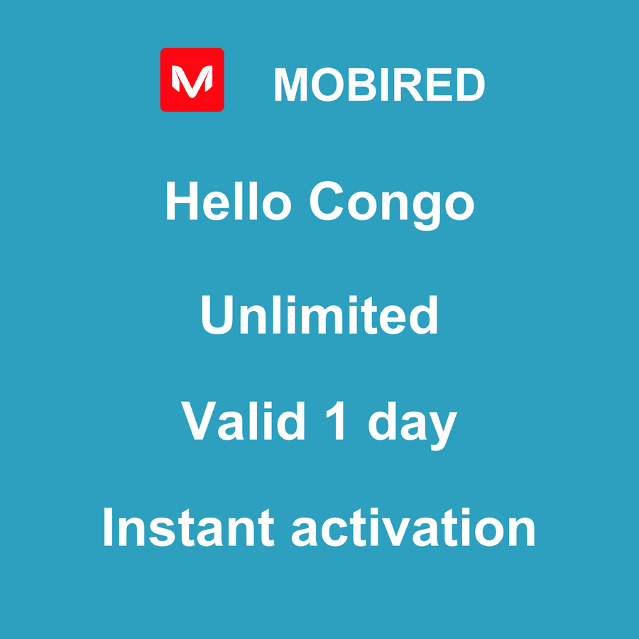 eSIM Congo Internet unlimited – 1 day | Mobired Hello Congo