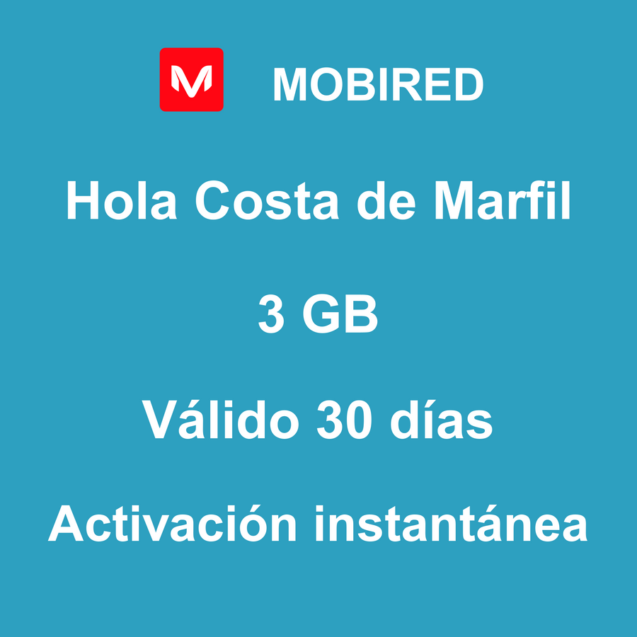 eSIM Costa de Marfil Internet 3 GB – 30 días | Mobired Hola Costa de Marfil