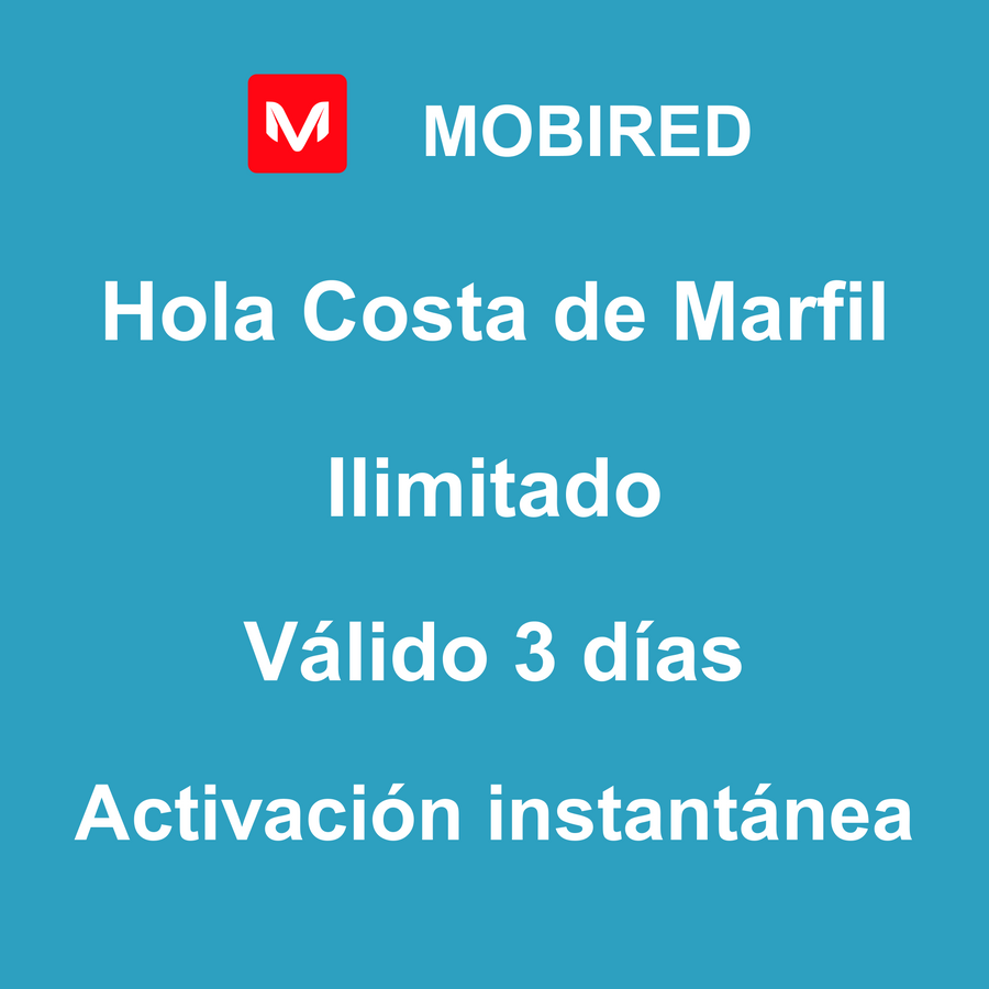 eSIM Costa de Marfil Internet Ilimitado – 3 días | Mobired Hola Costa de Marfil