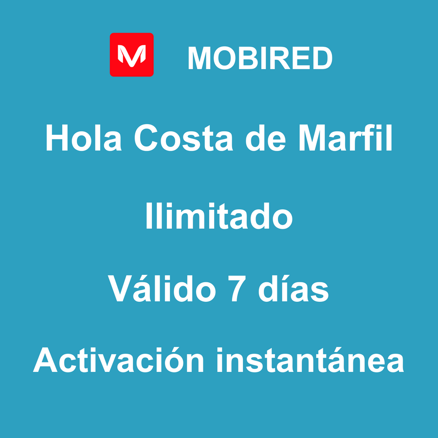 eSIM Costa de Marfil Internet Ilimitado – 7 días | Mobired Hola Costa de Marfil