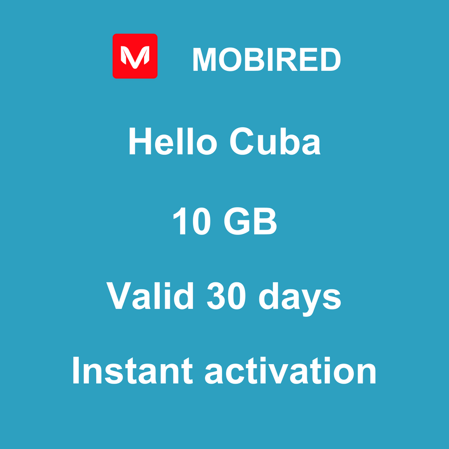 eSIM Cuba Internet 10 GB – 30 days | Mobired Hello Cuba